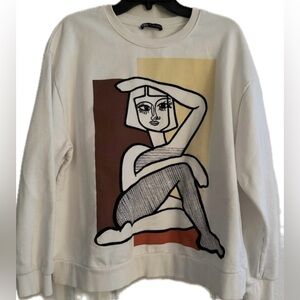 Zara White Ribbed Knit Top